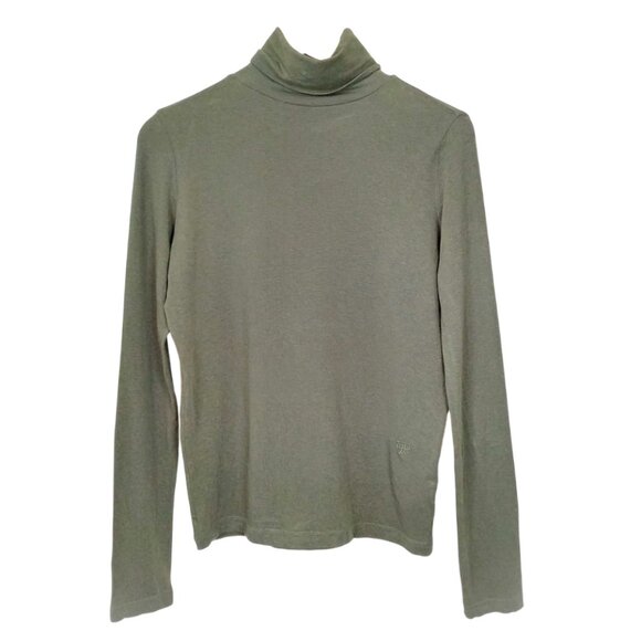 Mijeong Park Tops - Mijeong Park Olive Green Women’s Top – Long Sleeve Turtleneck Tee, Size S